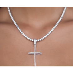 GLD Nail Cross Necklace - Silver/Transparent