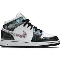 Nike Air Jordan 1 Mid SE Take Flight GS - White/Bright Crimson/Blue Hero