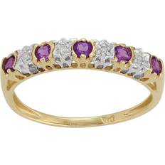Purple Rings Gemondo Classic Round Half Eternity Ring - Gold/Diamonds/Amethyst