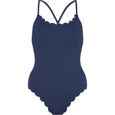 Accessorize Textured Scallop Swimsuit - Blue