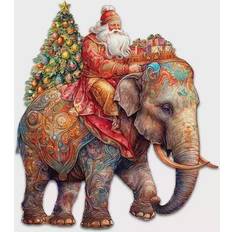 Beige Wall Decor DesignoCracy Santa on Elephant Holiday Debrekht Wall Decor