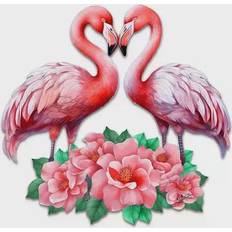 Beige Wall Decor DesignoCracy Holiday Flamingos Love Wooden G. DeBrekht Wall Decor