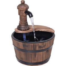 OutSunny Barrel Water Fountain Rustic Garden