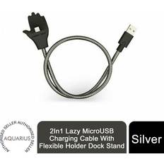 Aquarius 2In1 Lazy MicroUSB Charging Cable With FlexibleHolder