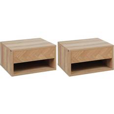 Natural Bedside Tables Homcom Floating Bedside Table 32x37cm 2pcs