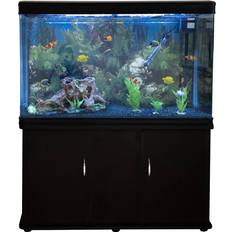 MonsterShop Aquarium Fish Tank & Cabinet with Complete Starter Kit White Gravel