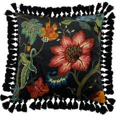 Paoletti Botanist Floral Printed Tassel Edged Complete Decoration Pillows Black