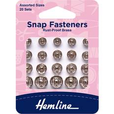 Hemline Assorted Silver Snap Fasteners 20 Pack