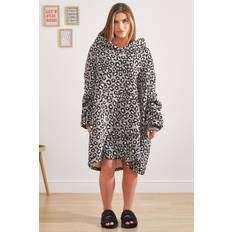 Dreamscene Leopard Print Giant Fleece Hoodie Blankets Black