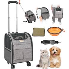 VEVOR Cat Carrier with Wheels Rolling Pet Carrier