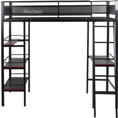 Storage Option Loft Beds X-Rocker Fortress Gaming High Sleeper Bed with Shelves & Desk 57.1x77.8"