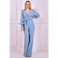 Goddiva Chiffon Jumpsuit With Flutter Sleeves