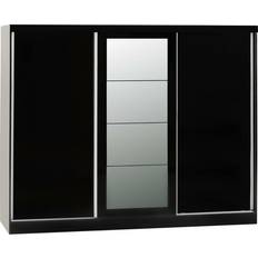 Sliding Doors Clothing Storage SECONIQUE Nevada Black Gloss Wardrobe 242.5x194cm