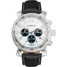 Morphic m89 series chronograph leather-band w/date black/white