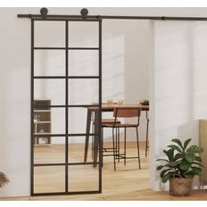 Black Sliding Doors vidaXL Beschlag Esg-glas Schiebetür (x210cm)