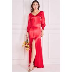 Goddiva Satin Viscose Front Split Maxi