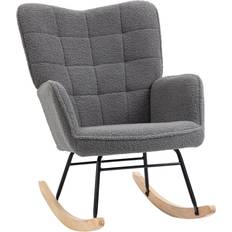 Polyester Rocking Chairs Homcom Wingback Nursing Dark Grey Rocking Chair 101cm