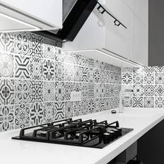 Walplus Peel and Stick Backsplash Novi Light Cement Azulejo Tile Decals