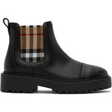 Burberry Kids Black Check Detail Chelsea Boots