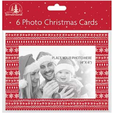 The Home Fusion Company 6 Pack Of 4" X 6" Photo Christmas Cards With Envelopes Silver Red Or Gold/Red
