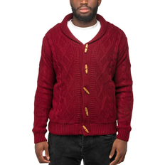 XRay Waffle Knitted Shawl Collar Cardigan - Burgundy