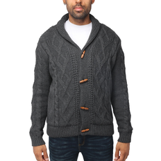 XRay Waffle Knitted Shawl Collar Cardigan - Charcoal