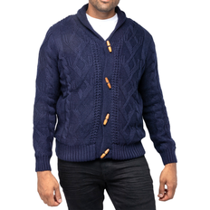 XRay Waffle Knitted Shawl Collar Cardigan - Navy