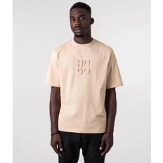 Hugo Boss Beige T-shirts Hugo Boss men's dleek embossed t-shirt, beige