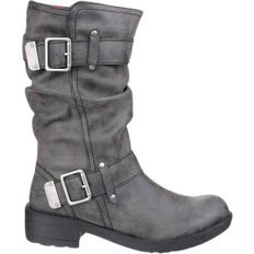 Grey - Women High Boots Rocket Dog Trumble Buckle Detail Calf - Grey