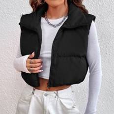 Women - XL Vests Shein EZwear Zipper Front Vest Puffer Coat