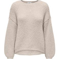 Only Nordic O-Neckline Dropped Shoulders Pullover - Grey/Pumice Stone