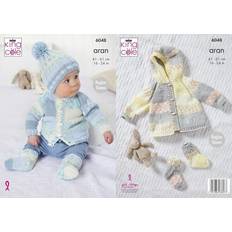 King Cole 6048 Aran Pattern Baby Jacket Hat Socks