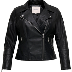 Only Emmy Curvy Biker Faux Leather Jacket - Black