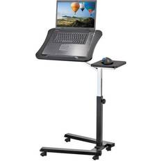 Tatkraft Joy Portable Laptop Desk with Mouse Pad, Rolling Computer Stand with Adjustable Height, Sturdy and Ergonomic, Black