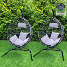 Black Patio Chairs Garden & Outdoor Furniture Jardí 2 Black Egg