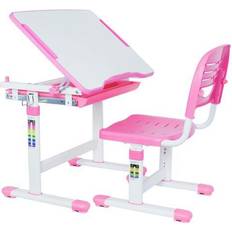 Pink Furniture Set Vivo Height Adjustable Childrens Desk & Chair Kids Interactive Work Station Pink DESK-V201P