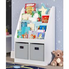 RiverRidge Home Kids Bookrack with Two Cubbies, White Bins