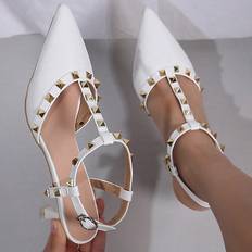 Best Heels & Pumps Shein Women Studded Decor Ankle Strap Pumps, Point Toe Punk Pumps