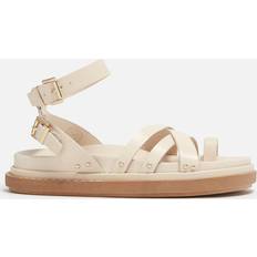 ALOHAS Women's Buckle Up Leather Sandals White