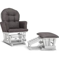 Graco Parker Semi-Upholstered Glider Nursing Ottoman, White/Gray Rocking