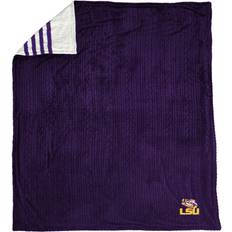 Pegasus NCAA LSU Tigers Knit Embossed Sherpa Stripe Blankets White