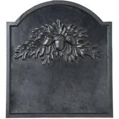 Plow & Hearth Cast Iron Fireplace Fireback with Leaf