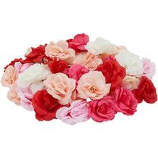 Juvale 60-Pack Artificial Flower Heads Fake Fabric Flowers for Wedding Decorations Pink