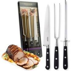 Taylors Eye Witness Professional Carving Knife Set 3 Knife, & Honing Steel. Chrome-Molybdenum-Vanadium Blade.