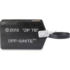 Off-White medium Zip Tie clutch women Calf Leather One Size Black