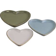 Dessert Plates on sale Geko Of 3 Heart Shaped Ceramic Trinket Edge Dessert Plate