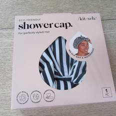 Kitsch eco-friendly luxury shower cap stripe.