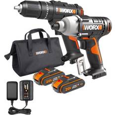 Worx 20V Drill Twin Pack: Hammer Drill &Amp; Impact Driver: Wx902