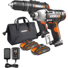 Worx Screwdrivers Worx 20V Drill Twin Pack: Hammer Drill &Amp; Impact Driver: Wx902