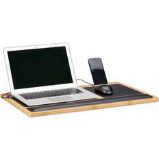 Relaxdays Laptop table, portable bamboo lapdesk, knee notebook bed and car mount